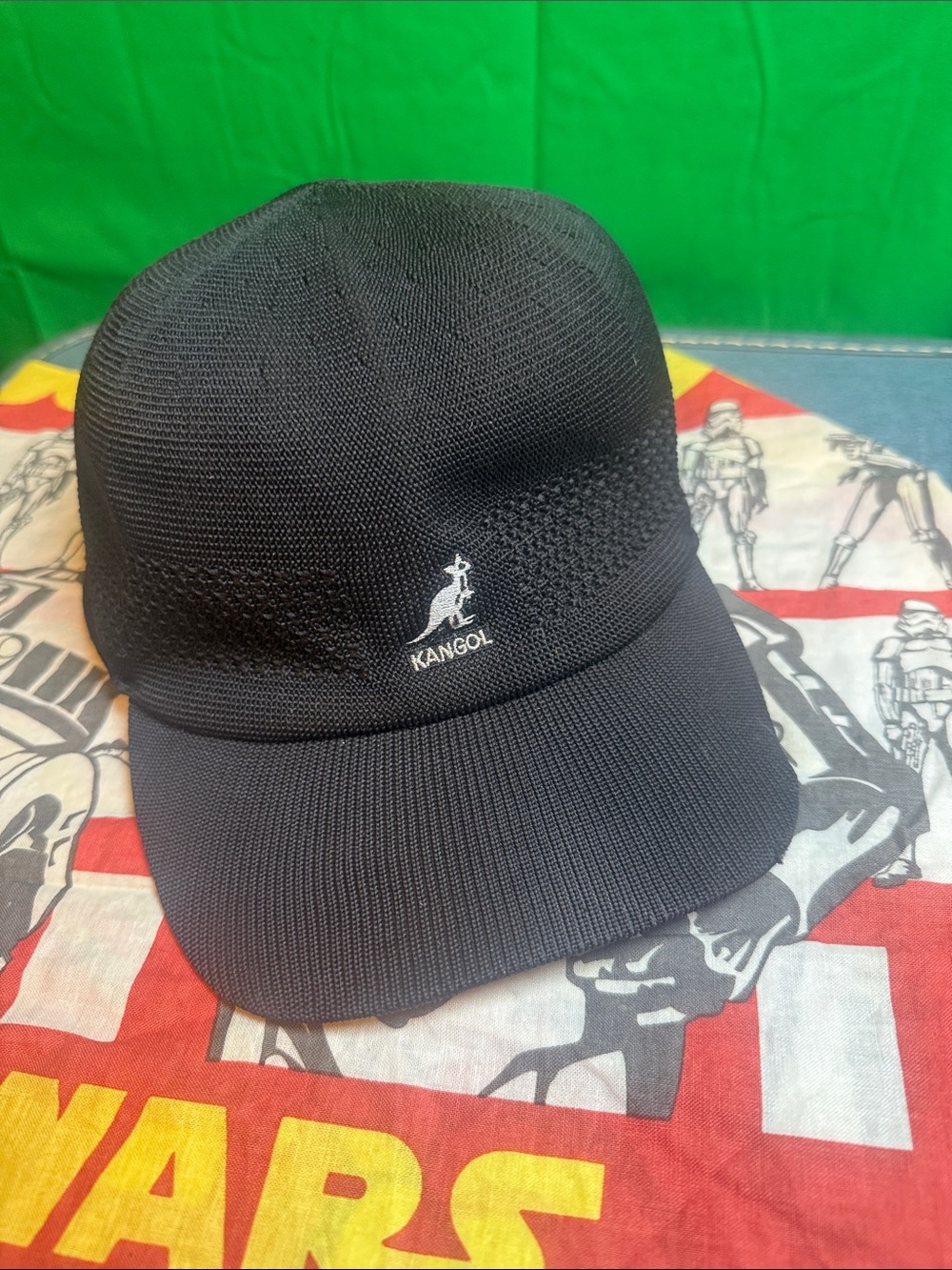 Kangol Black Knit Cap with White Logo